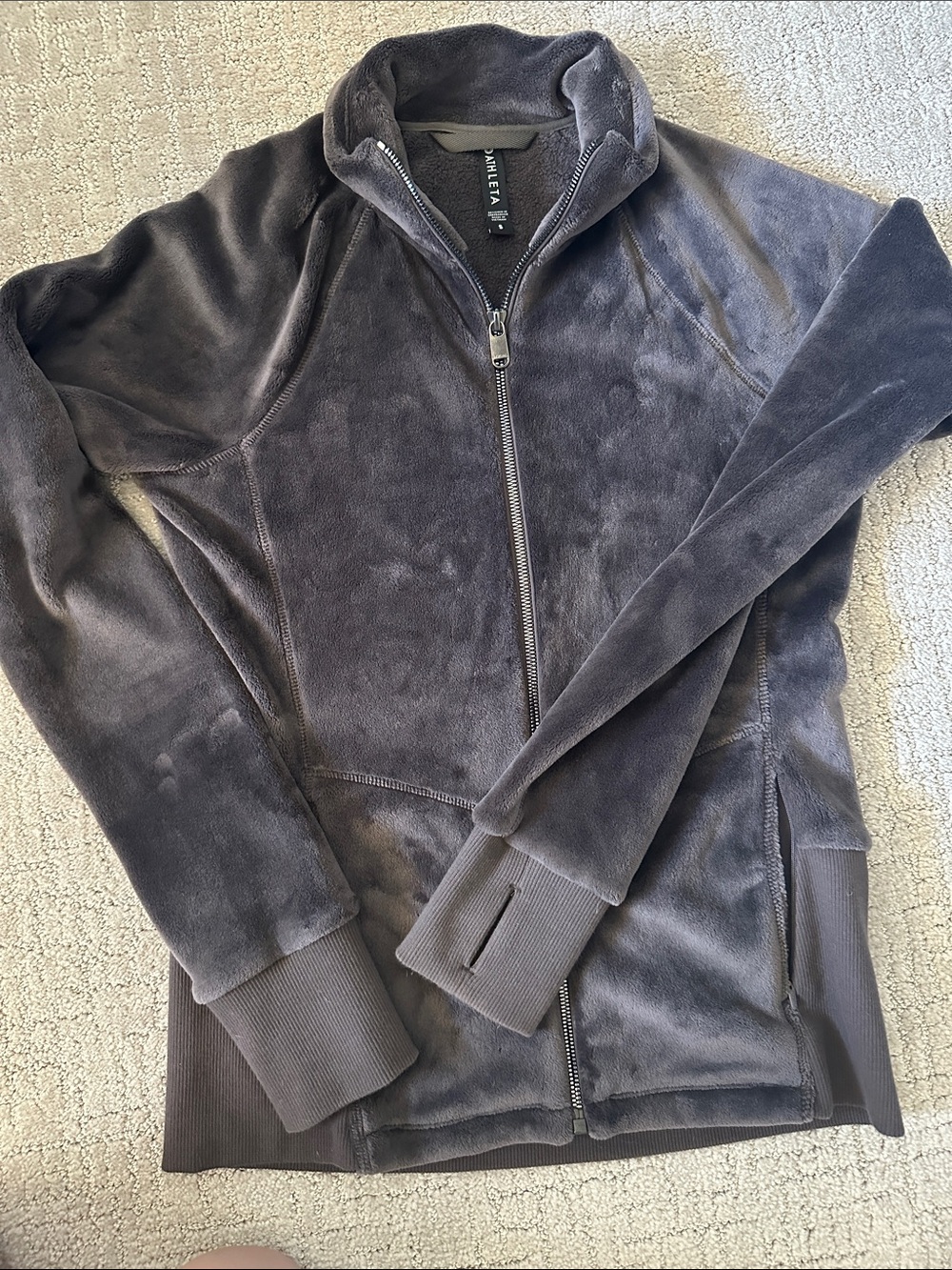 Athleta Cozy Full-Zip Fleece Jacket in Charcoal